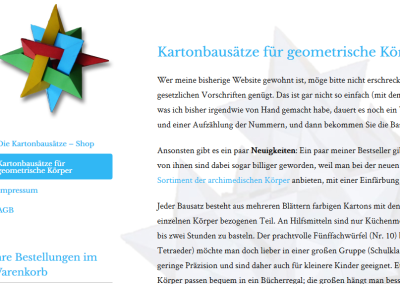 Website – „Kartonbausätze für geometrische Körper“
